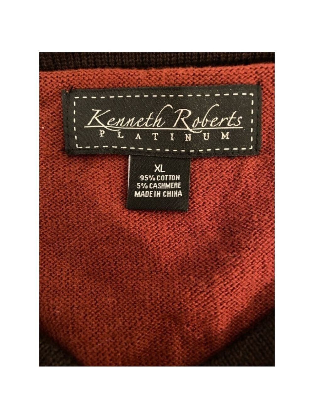 Men's Kenneth Roberts Sweater XL Rust/Brown - Picture 3 of 4